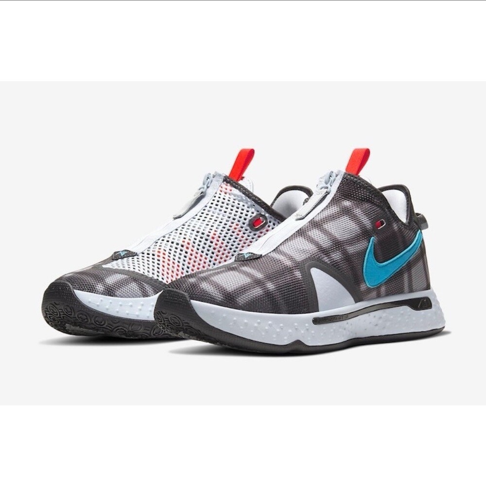 Nike PG 4 Paul George Football Gray/Laser Plaid Basketball Shoe Size 10.5